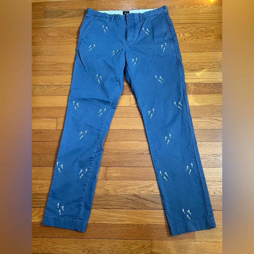 J.Crew Blue Gray Pants with scuba divers, W33 L34